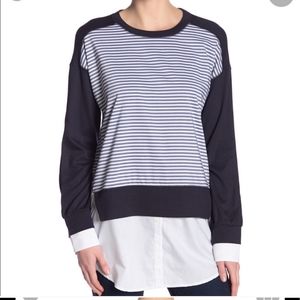 French Connection Kapiti Mixed Media Blouse